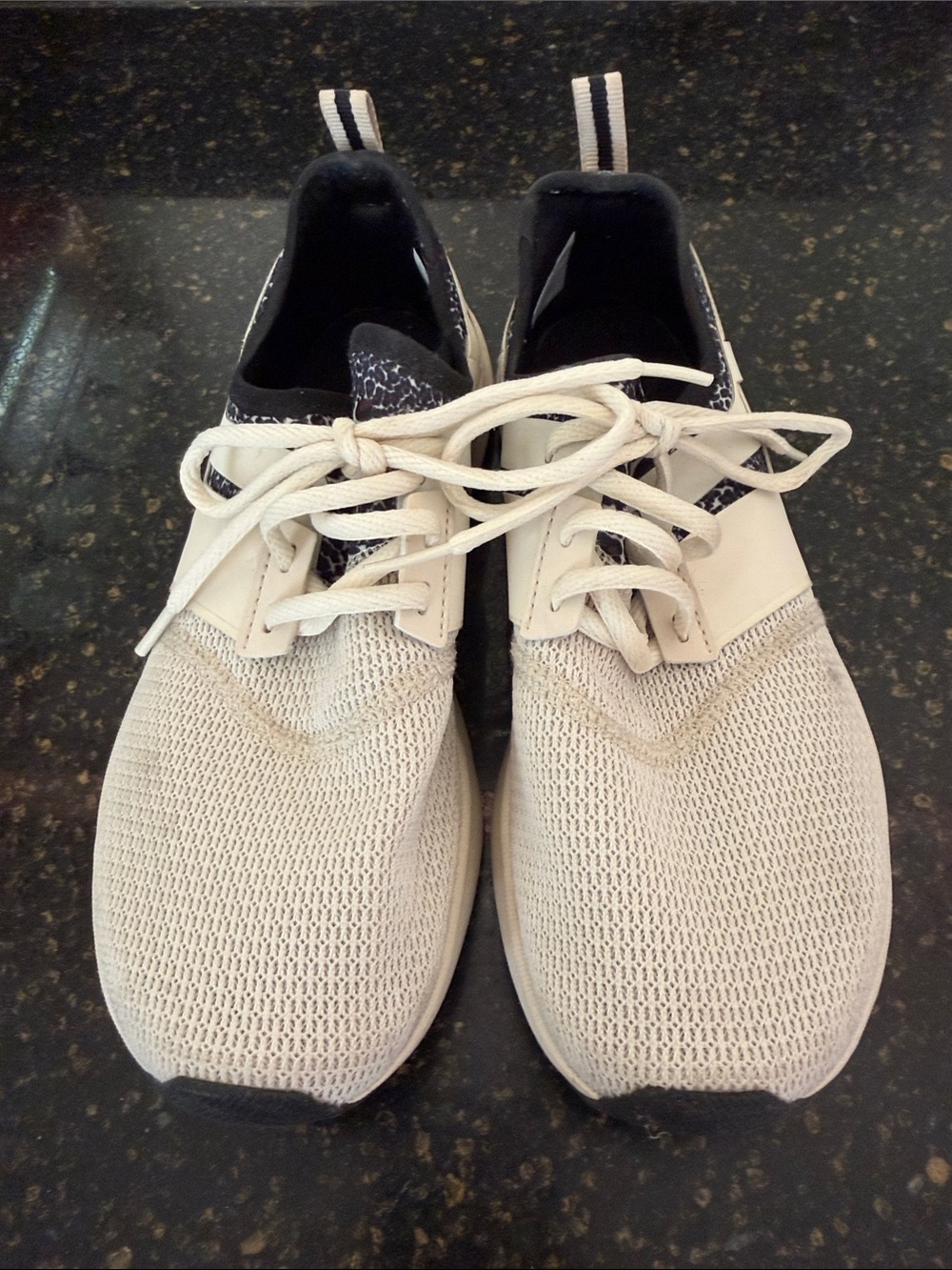 New Balance cream and leopard Lightweight Knit Lace-Up Sneakers